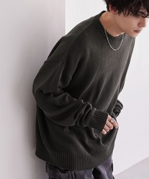 MONO-MART | ジャガード ウォッシャブル ルーズクルーネックニット(ニット/セーター)