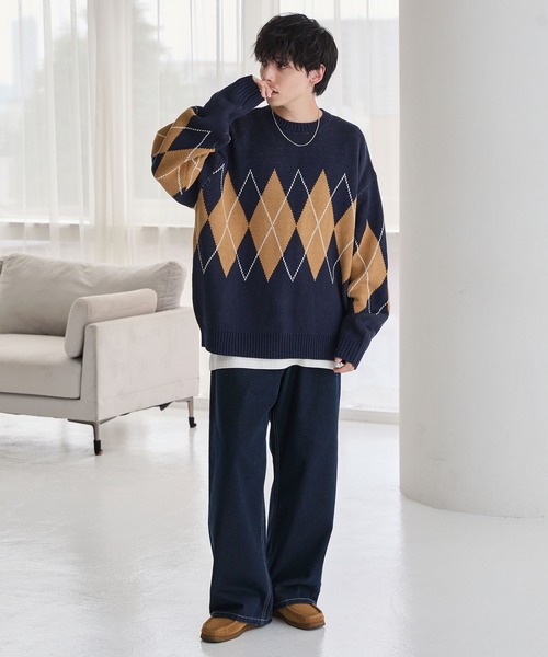 ラフアンドスウェル ウール混 ニット セーター カモノハシ S ジャガード ラフアンドスウェル ウール混 ニット セーター カモノハシ S ジャガード