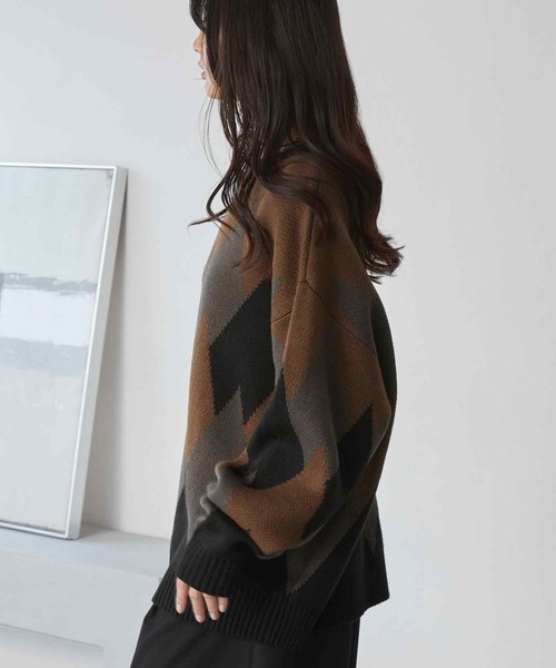 UNDERCOVERISM ジャガード クルーネックニット　セーター improves（インプローブス） セーター ニット グラフィック ジャガード