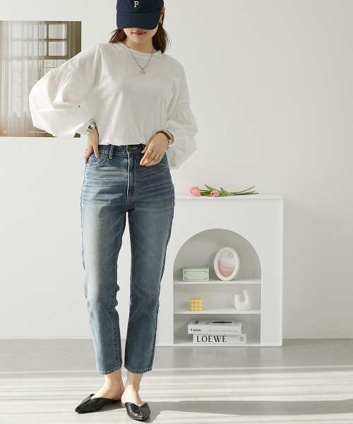 nissen(ニッセン)の「異素材切替パフスリーブカットソー(Tシャツ/カットソー・レディース・オフホワイト/ブラック・M/LL/S/L)」の10枚目の写真