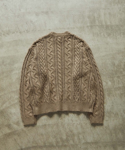 EMMA CLOTHES(エマクローズ)の「フィッシャーマンクルーネックプルオーバーアランニット EMMA CLOTHES(ニット/セーター・メンズ・アイボリー/ライトカーキ/ベージュ/ブラック/オレンジ/ブルー/チャコール/ワイン・M/L)」の14枚目の写真