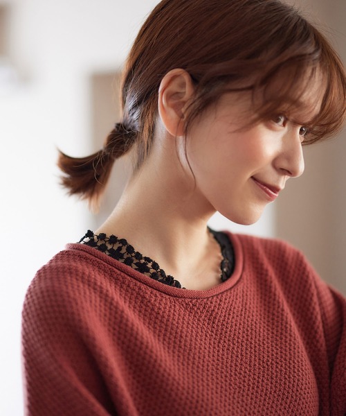 Viola e Viola(ヴィオラエヴィオラ)の「あったか綿衿見せレーストップス(Tシャツ/カットソー・レディース・ホワイト/ライトグレー/ブラック・3L/M/LL/L)」の8枚目の写真
