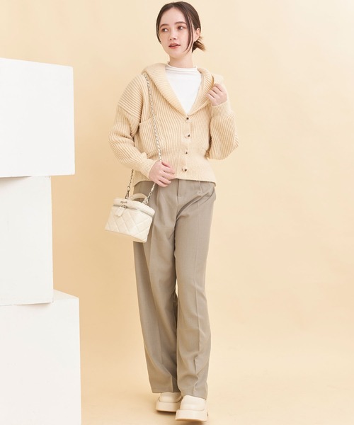 titty＆Co. PETIT（ティティアンドコープティ）の「【titty&Co.PETIT】【ZOZOTOWN限定アイテム】ハイウエストレッグパンツ（スラックス・レディース・ベージュ・FREE）」の3枚目の写真