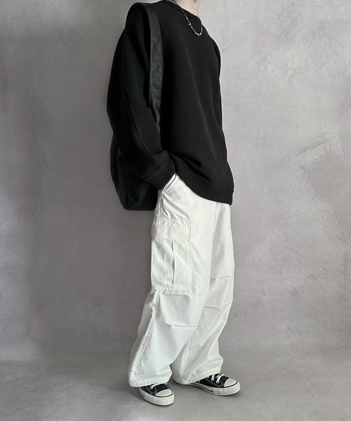 SERACE（セラス）の「【SERACE】Loose silhouette milano rib volume dolman knit / ルーズシルエットミラノリブボリュームドルマンニット（ニット/セーター・メンズ・ブラック/グレイッシュブルー/アイボリー・M/L）」の5枚目の写真