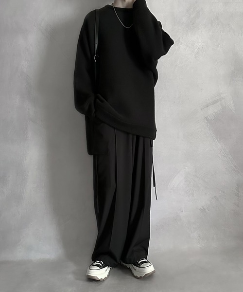 SERACE（セラス）の「【SERACE】Loose silhouette milano rib volume dolman knit / ルーズシルエットミラノリブボリュームドルマンニット（ニット/セーター・メンズ・ブラック/グレイッシュブルー/アイボリー・M/L）」の7枚目の写真