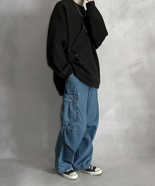 SERACE（セラス）の「【SERACE】Loose silhouette milano rib volume dolman knit / ルーズシルエットミラノリブボリュームドルマンニット（ニット/セーター・メンズ・ブラック/グレイッシュブルー/アイボリー・M/L）」の11枚目の写真