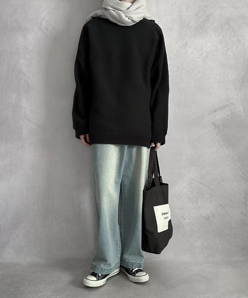 SERACE（セラス）の「【SERACE】Loose silhouette milano rib volume dolman knit / ルーズシルエットミラノリブボリュームドルマンニット（ニット/セーター・メンズ・ブラック/グレイッシュブルー/アイボリー・M/L）」の18枚目の写真