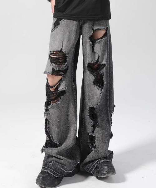 セール】damage flare denim pant/ダメージ フレア デニム