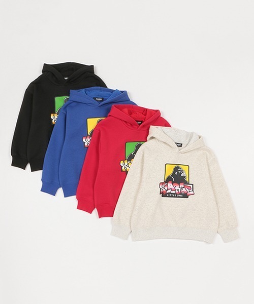 XLARGE KIDS（エクストララージキッズ）の「ボックスゴリラ裏起毛パーカ（パーカー・キッズ・ブラック/レッド/トップグレー/ブルー・100cm/140cm/90cm/120cm/80ｃｍ/110cm/130cm）」の5枚目の写真