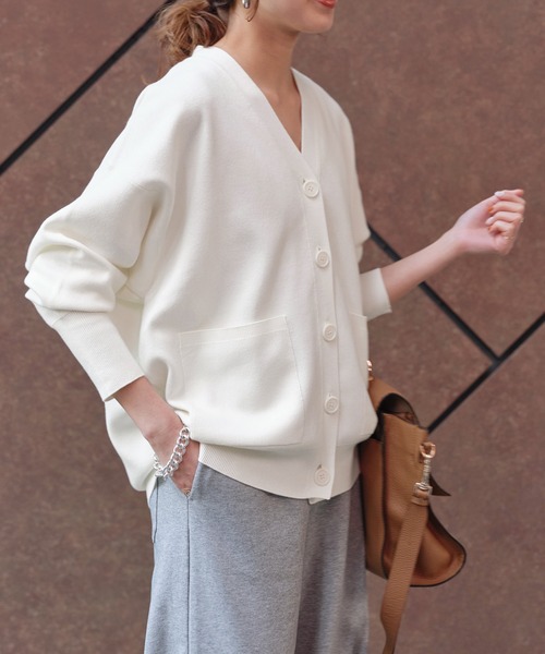 Spick & Span（スピックアンドスパン）の「≪追加≫C/ACダブルジャガードカーディガン（カーディガン/ボレロ・レディース・ネイビー/ホワイト/ベージュ・FREE）」の8枚目の写真