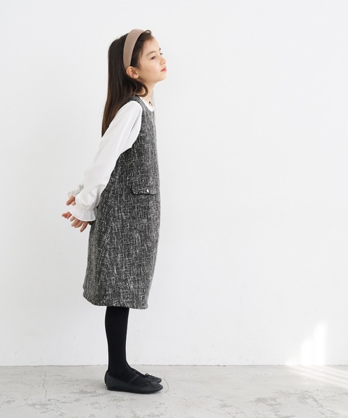 coca（coca）（コカ）の「キッズ ツイード調ドッキングワンピース（ワンピース・キッズ・ブラック/ライトブルー・120/130/110）」の7枚目の写真