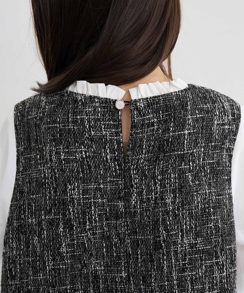 coca（coca）（コカ）の「キッズ ツイード調ドッキングワンピース（ワンピース・キッズ・ブラック/ライトブルー・120/130/110）」の6枚目の写真