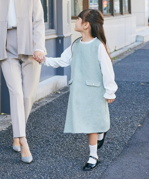 coca（coca）（コカ）の「キッズ ツイード調ドッキングワンピース（ワンピース・キッズ・ブラック/ライトブルー・120/130/110）」の13枚目の写真