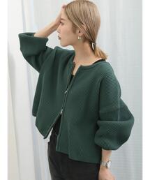 Samansa Mos2 blue | ◎ダブルジップニットカーディガン(カーディガン/ボレロ)