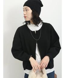 Samansa Mos2 blue | ◎ダブルジップニットカーディガン(カーディガン/ボレロ)