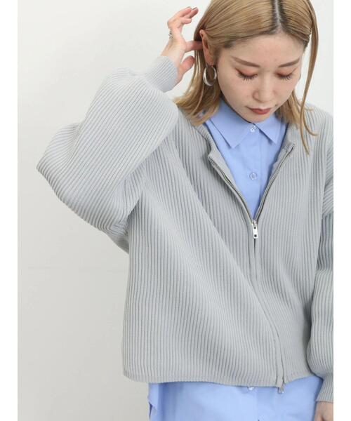 Samansa Mos2 blue（サマンサモスモスブルー）の「◎ダブルジップニットカーディガン（カーディガン/ボレロ・レディース・グリーン/グレー/ブラック・F）」の5枚目の写真