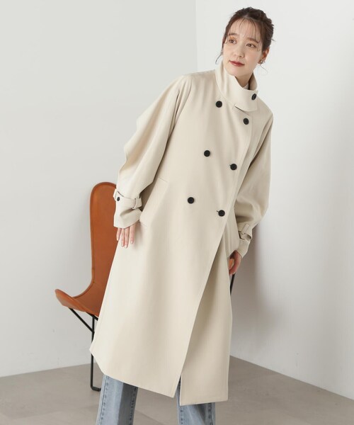 N.(N. Natural Beauty Basic)(エヌエヌナチュラルビューティーベーシック)の「【S Size Line】◆ドレープヨークスタンドカラーツイルコート(ステンカラーコート・レディース・ベージュ/クリーム・SMALL/MEDIUM)」の10枚目の写真