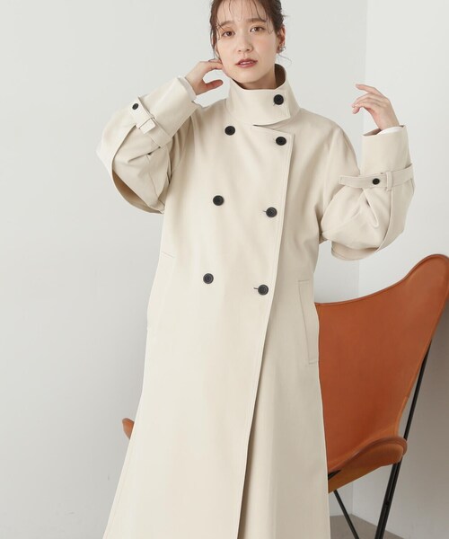 N.(N. Natural Beauty Basic)(エヌエヌナチュラルビューティーベーシック)の「【S Size Line】◆ドレープヨークスタンドカラーツイルコート(ステンカラーコート・レディース・ベージュ/クリーム・SMALL/MEDIUM)」の12枚目の写真