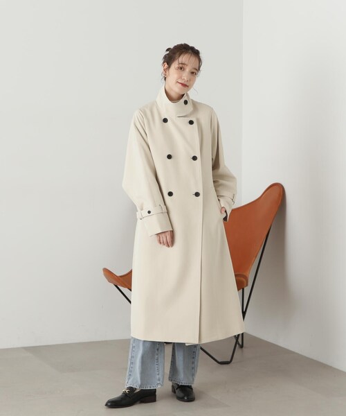 N.(N. Natural Beauty Basic)(エヌエヌナチュラルビューティーベーシック)の「【S Size Line】◆ドレープヨークスタンドカラーツイルコート(ステンカラーコート・レディース・ベージュ/クリーム・SMALL/MEDIUM)」の13枚目の写真