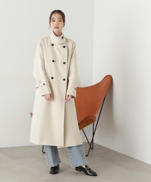 N.(N. Natural Beauty Basic)(エヌエヌナチュラルビューティーベーシック)の「【S Size Line】◆ドレープヨークスタンドカラーツイルコート(ステンカラーコート・レディース・ベージュ/クリーム・SMALL/MEDIUM)」の14枚目の写真