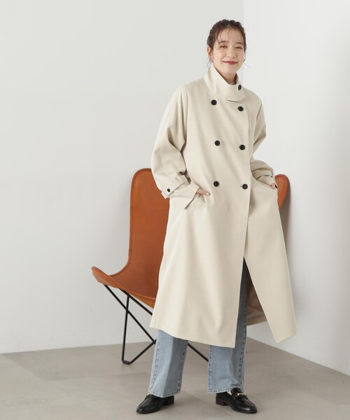 N.(N. Natural Beauty Basic)(エヌエヌナチュラルビューティーベーシック)の「【S Size Line】◆ドレープヨークスタンドカラーツイルコート(ステンカラーコート・レディース・ベージュ/クリーム・SMALL/MEDIUM)」の15枚目の写真