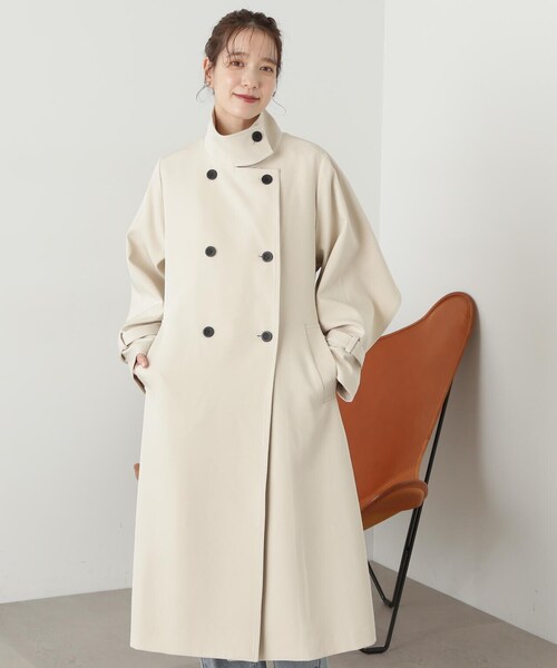 N.(N. Natural Beauty Basic)(エヌエヌナチュラルビューティーベーシック)の「【S Size Line】◆ドレープヨークスタンドカラーツイルコート(ステンカラーコート・レディース・ベージュ/クリーム・SMALL/MEDIUM)」の16枚目の写真
