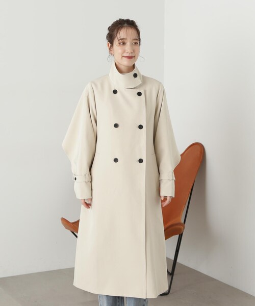 N.(N. Natural Beauty Basic)(エヌエヌナチュラルビューティーベーシック)の「【S Size Line】◆ドレープヨークスタンドカラーツイルコート(ステンカラーコート・レディース・ベージュ/クリーム・SMALL/MEDIUM)」の18枚目の写真