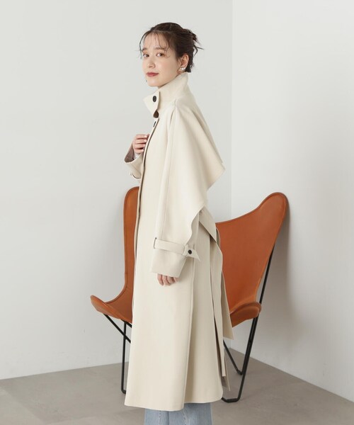 N.(N. Natural Beauty Basic)(エヌエヌナチュラルビューティーベーシック)の「【S Size Line】◆ドレープヨークスタンドカラーツイルコート(ステンカラーコート・レディース・ベージュ/クリーム・SMALL/MEDIUM)」の19枚目の写真