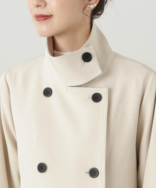 N.(N. Natural Beauty Basic)(エヌエヌナチュラルビューティーベーシック)の「【S Size Line】◆ドレープヨークスタンドカラーツイルコート(ステンカラーコート・レディース・ベージュ/クリーム・SMALL/MEDIUM)」の21枚目の写真