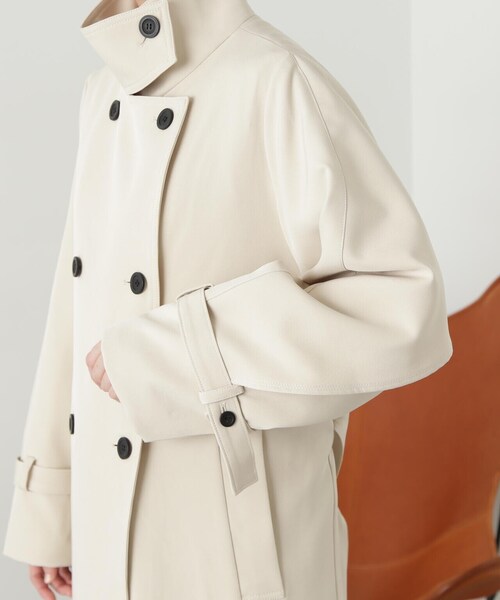 N.(N. Natural Beauty Basic)(エヌエヌナチュラルビューティーベーシック)の「【S Size Line】◆ドレープヨークスタンドカラーツイルコート(ステンカラーコート・レディース・ベージュ/クリーム・SMALL/MEDIUM)」の22枚目の写真