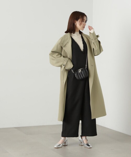 N.(N. Natural Beauty Basic)(エヌエヌナチュラルビューティーベーシック)の「【S Size Line】◆ドレープヨークスタンドカラーツイルコート(ステンカラーコート・レディース・ベージュ/クリーム・SMALL/MEDIUM)」の8枚目の写真