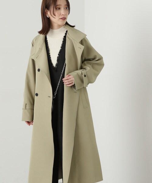 N.(N. Natural Beauty Basic)(エヌエヌナチュラルビューティーベーシック)の「【S Size Line】◆ドレープヨークスタンドカラーツイルコート(ステンカラーコート・レディース・ベージュ/クリーム・SMALL/MEDIUM)」の9枚目の写真