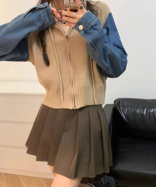 meJane（ミージェーン）の「デニムシャツスリーブドッキングニット