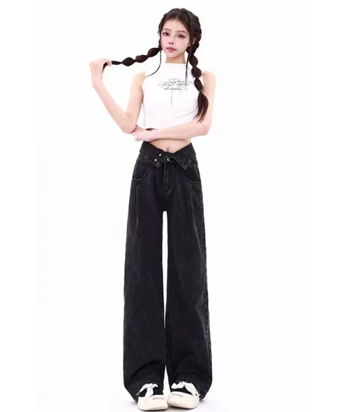 Tibi ティビ リブ折り返し ハイウエスト パンツ Tibi ティビ リブ折り返し ハイウエスト パンツ ウエスト