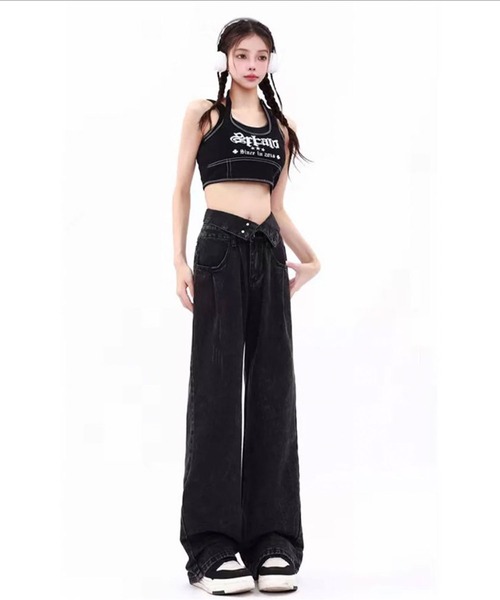 SHEPP（シープ）の「ハイウエスト 折り返しデザイン デニム