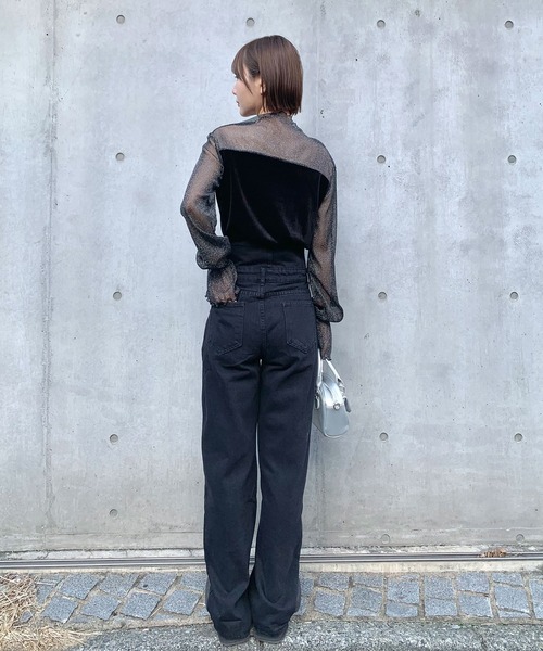 折り返しデザイン✭デニムロングパンツ✭普段着&女子会◎お洒落に変化 SHEPP（シープ）の「ハイウエスト 折り返しデザイン デニム
