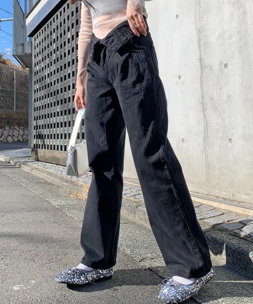 SHEPP（シープ）の「ハイウエスト 折り返しデザイン デニム