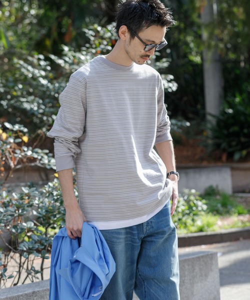 URBAN RESEARCH（アーバンリサーチ）の「マルチボーダー ロングスリーブ Tシャツ（Tシャツ/カットソー・メンズ・ネイビー/グレー・MEDIUM/LARGE）」の7枚目の写真