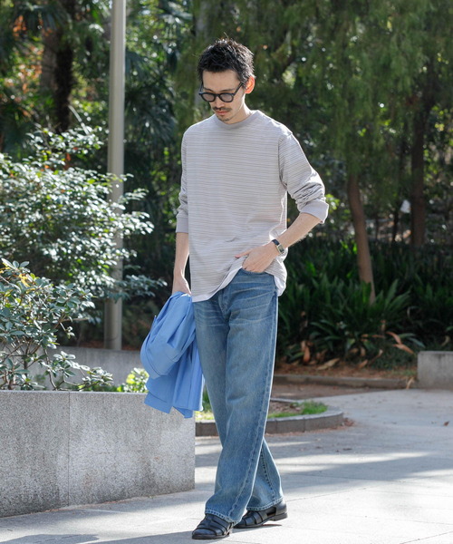 URBAN RESEARCH（アーバンリサーチ）の「マルチボーダー ロングスリーブ Tシャツ（Tシャツ/カットソー・メンズ・ネイビー/グレー・MEDIUM/LARGE）」の5枚目の写真