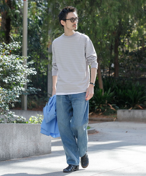 URBAN RESEARCH（アーバンリサーチ）の「マルチボーダー ロングスリーブ Tシャツ（Tシャツ/カットソー・メンズ・ネイビー/グレー・MEDIUM/LARGE）」の9枚目の写真