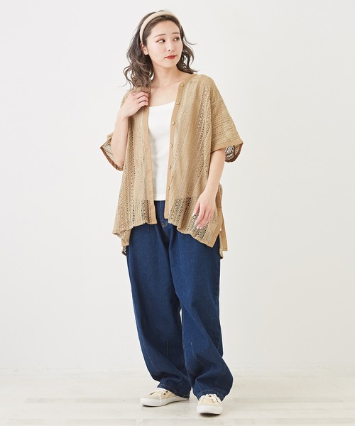 CUBE SUGAR（キューブシュガー）の「WEB限定レース×メッシュワイド前あきベスト（ベスト・レディース・ベージュ/スミクロ/ホワイト・M）」の20枚目の写真