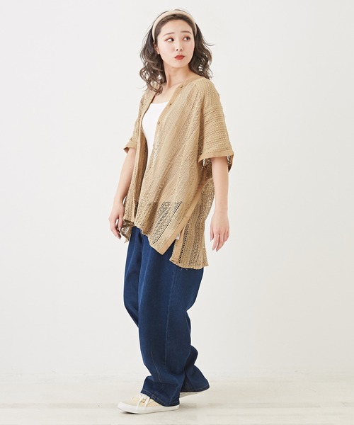 CUBE SUGAR（キューブシュガー）の「WEB限定レース×メッシュワイド前あきベスト（ベスト・レディース・ベージュ/スミクロ/ホワイト・M）」の21枚目の写真