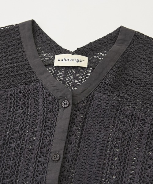 CUBE SUGAR（キューブシュガー）の「WEB限定レース×メッシュワイド前あきベスト（ベスト・レディース・ベージュ/スミクロ/ホワイト・M）」の12枚目の写真
