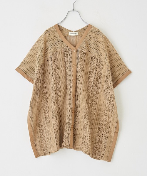 CUBE SUGAR（キューブシュガー）の「WEB限定レース×メッシュワイド前あきベスト（ベスト・レディース・ベージュ/スミクロ/ホワイト・M）」の10枚目の写真