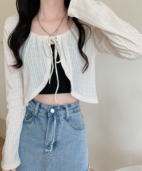 Miniministore(ミニミニストア)の「カーディガン長袖 レディース ショート丈(カーディガン/ボレロ・レディース・ホワイト/ブラック/ライトブルー/アイボリー・FREE)」の1枚目の写真