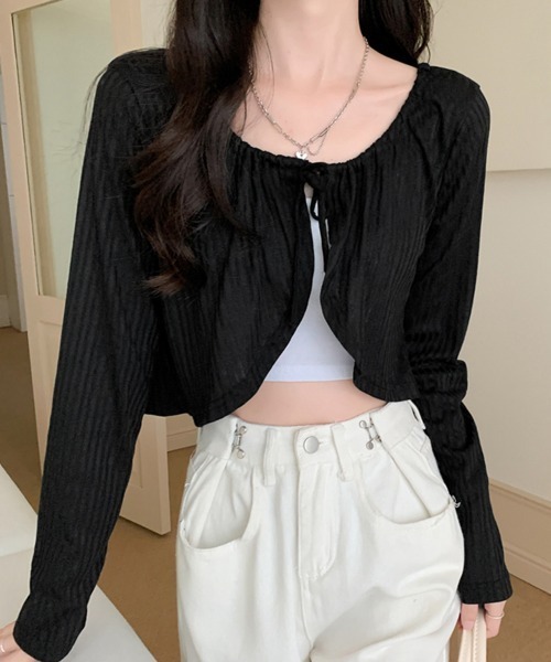 Miniministore(ミニミニストア)の「カーディガン長袖 レディース ショート丈(カーディガン/ボレロ・レディース・ホワイト/ブラック/ライトブルー/アイボリー・FREE)」の3枚目の写真