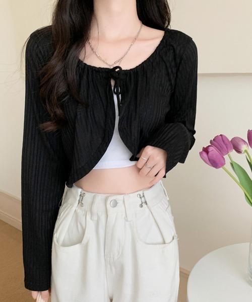 Miniministore(ミニミニストア)の「カーディガン長袖 レディース ショート丈(カーディガン/ボレロ・レディース・ホワイト/ブラック/ライトブルー/アイボリー・FREE)」の5枚目の写真