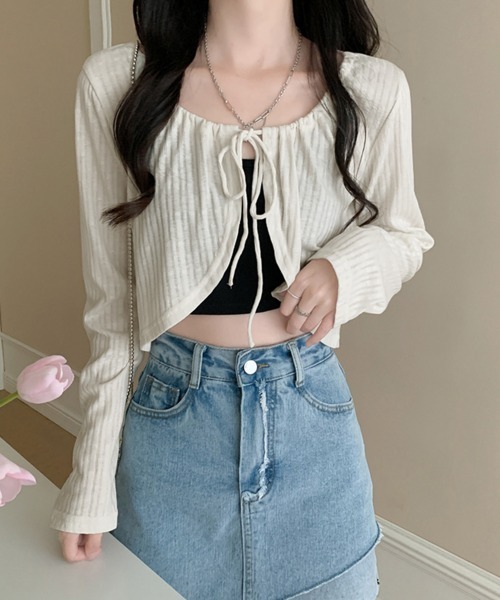 Miniministore(ミニミニストア)の「カーディガン長袖 レディース ショート丈(カーディガン/ボレロ・レディース・ホワイト/ブラック/ライトブルー/アイボリー・FREE)」の8枚目の写真