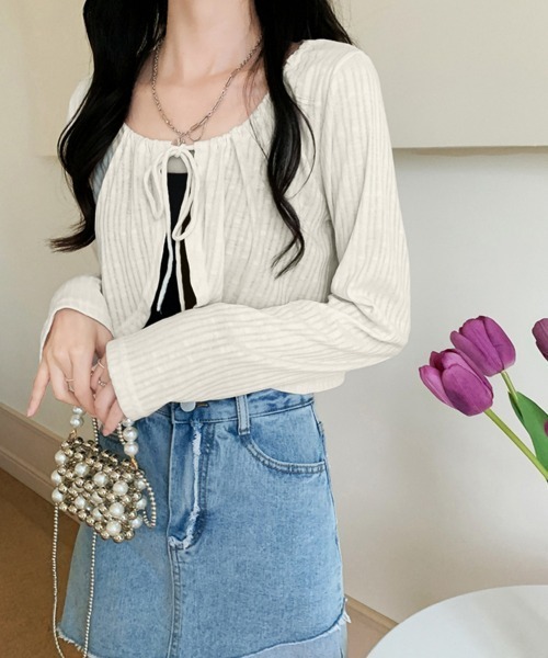 Miniministore(ミニミニストア)の「カーディガン長袖 レディース ショート丈(カーディガン/ボレロ・レディース・ホワイト/ブラック/ライトブルー/アイボリー・FREE)」の9枚目の写真