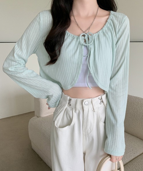 Miniministore(ミニミニストア)の「カーディガン長袖 レディース ショート丈(カーディガン/ボレロ・レディース・ホワイト/ブラック/ライトブルー/アイボリー・FREE)」の12枚目の写真